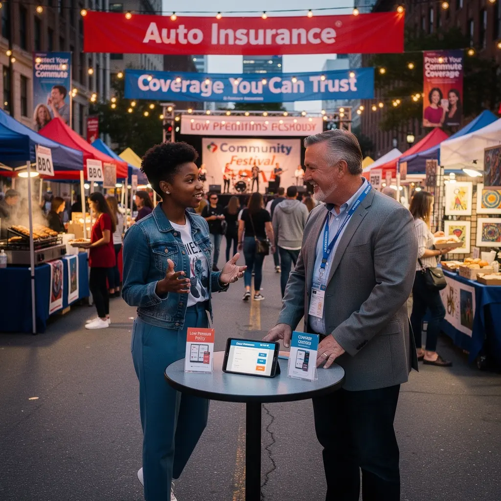 Samochód ubezpieczony w ruchu drogowym, symbolizujący ochronę przed kolizjami.